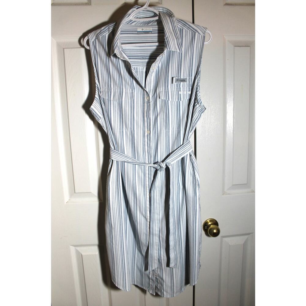 Columbia PFG Women's Sundrifter Woven Sleeveless Shirt Dress sz L - Picture 2 of 4